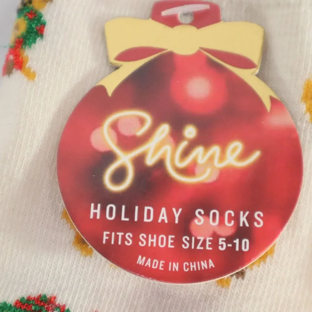 Dog on Sleigh Holiday Socks NEW Size 5-10 Shine